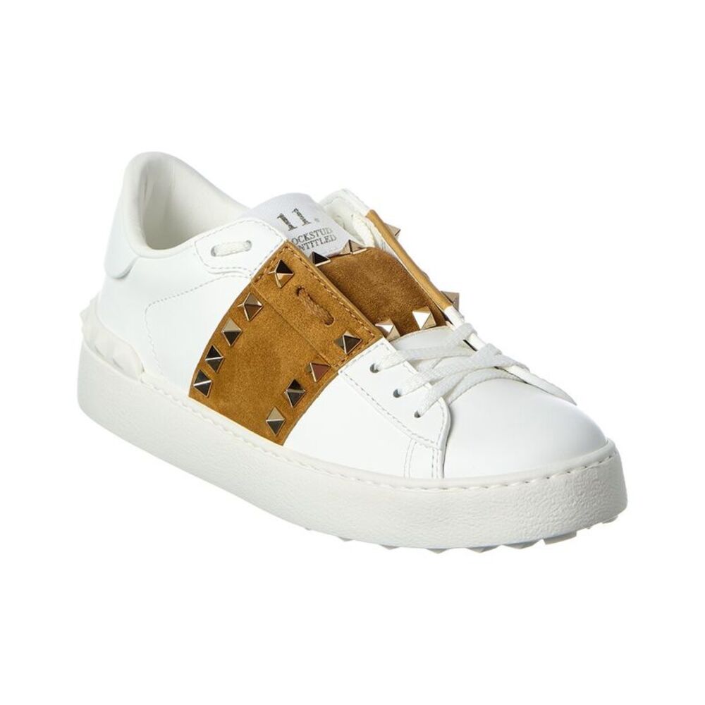 Valentino Rockstud Untitled Leather & Suede Sneaker, White